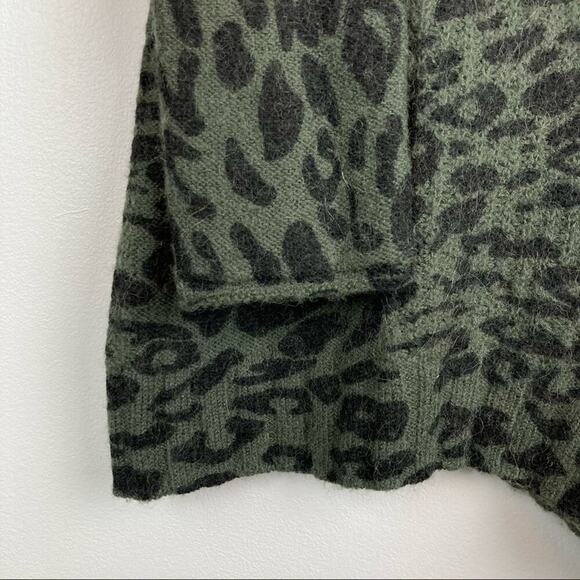 RAILS Wool/Alpaca Blend Joanna Animal Print Crewneck Sweater in Olive Leopard - Picture 5 of 12
